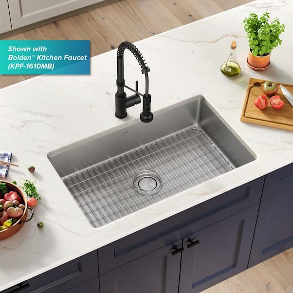 Dex 16-Gauge Stainless Steel 31.5 in. Single Bowl Undermount Kitchen Sink