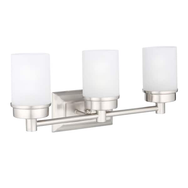 Cade 20.25 in. 3-Light Brushed Nickel Bathroom Vanity Light Fixture with Frosted Glass Shades