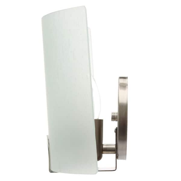 Obsidian 1-Light Brushed Nickel Sconce with Frosted Glass Shade