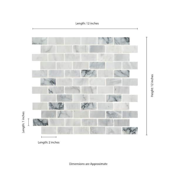 Carrara Classique Brick 11.81 in. x 11.81 in. Honed Marble Wall Tile (0.97 sq. ft./Each)