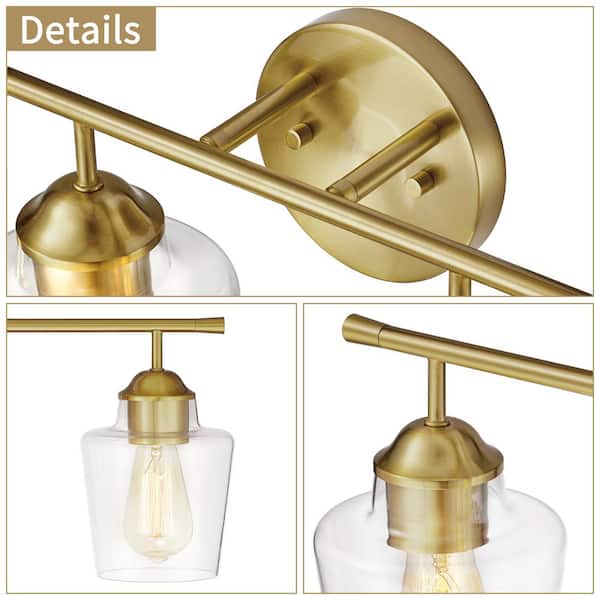 30.25 in. 4-Light Antique Brass Vanity Light with Clear Glass Shade