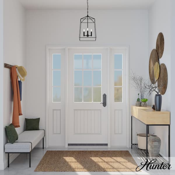 Fair Oaks 60-Watt 4-Light Matte Black Lantern Pendant Light, No Bulbs Included