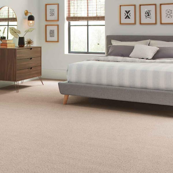 Game Face  - Bone - Beige 31 oz. Triexta Texture Installed Carpet