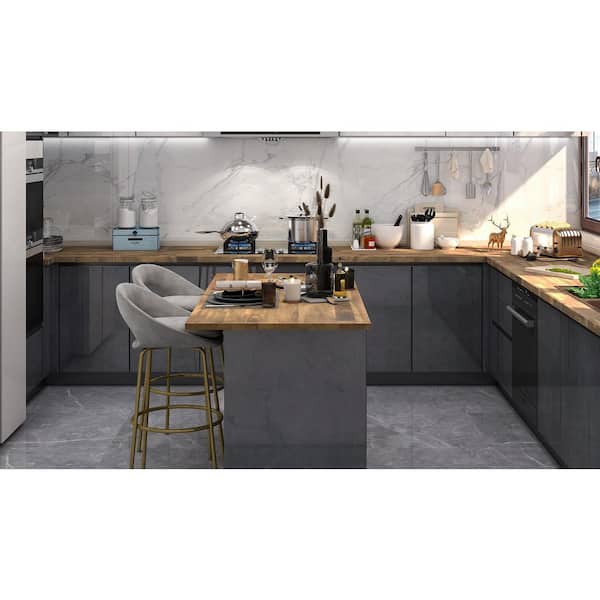 6 ft. L x 25.5 in. D, Acacia Butcher Block Standard Countertop in Brown with Square Edge