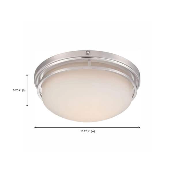 13.25 in. Ramsey Satin Platinum Interior 2700K CCT LED Ceiling Light Flush Mount