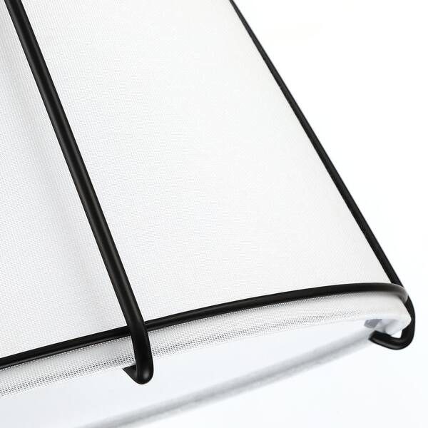 Celina 15 in. 2-Light White Fabric Semi-Flush Mount Light With Black Hardware