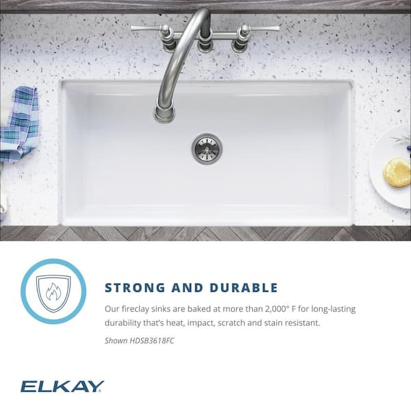 Burnham White Fireclay 36 in. Single Bowl Farmhouse Apron Kitchen Sink