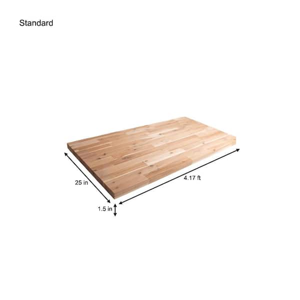4 ft. L x 25 in. D Unfinished Acacia Solid Wood Butcher Block Countertop With Eased Edge