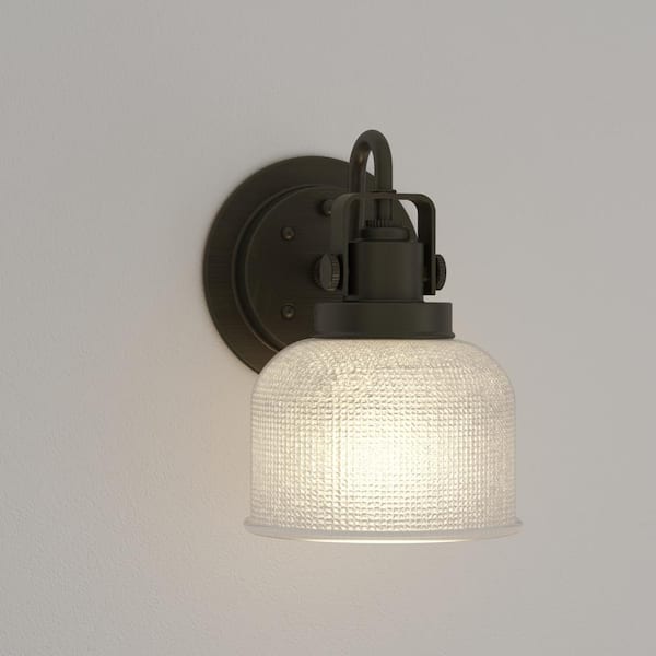 Archie Collection 1-Light Venetian Bronze Clear Double Prismatic Glass Coastal Bath Vanity Light