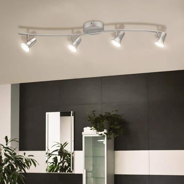 Jumilla 38.19 in. 4-Light Matte Nickel Dimmable Integrated LED Track Lighting Kit with Adjustable Heads