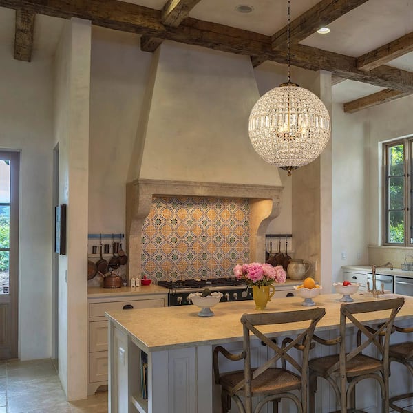 Allenglade 5-Light Unique Antique Gold Globe Chandelier with Crystal Accents