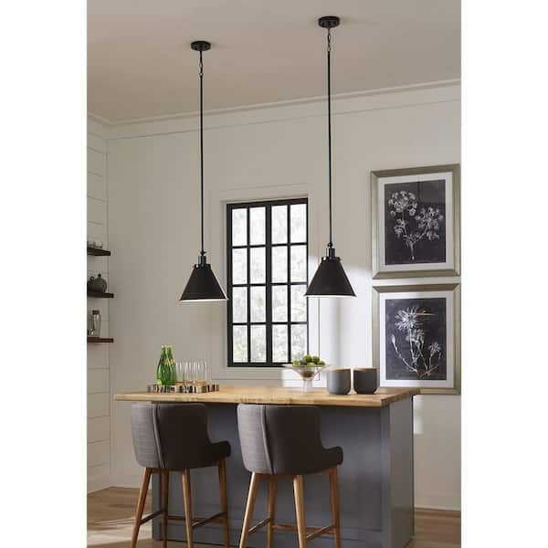 Hinton 1-Light Matte Black Industrial Pendant Light