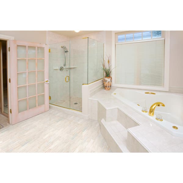 Angora Subway 11.81 in x 11.81 in. x 10 mm Polished Marble Mosaic Tile (9.7 sq. ft. / case)