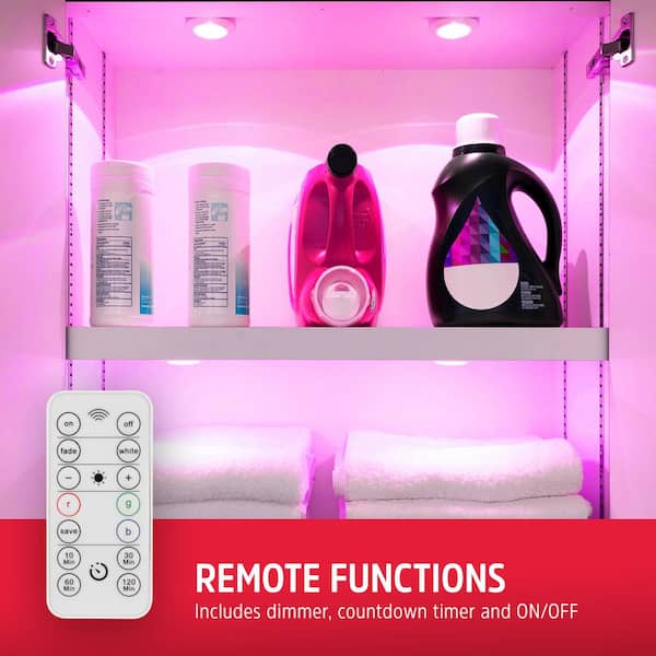 Battery Operated Color-Changing LED Puck Lights with Remote (6-Pack)