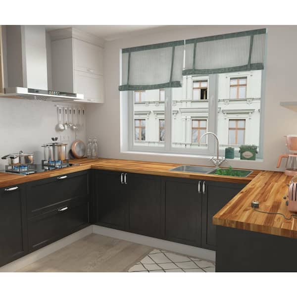 8 ft. L x 40 in. D, Acacia Butcher Block Island Countertop in Golden Teak with Square Edge