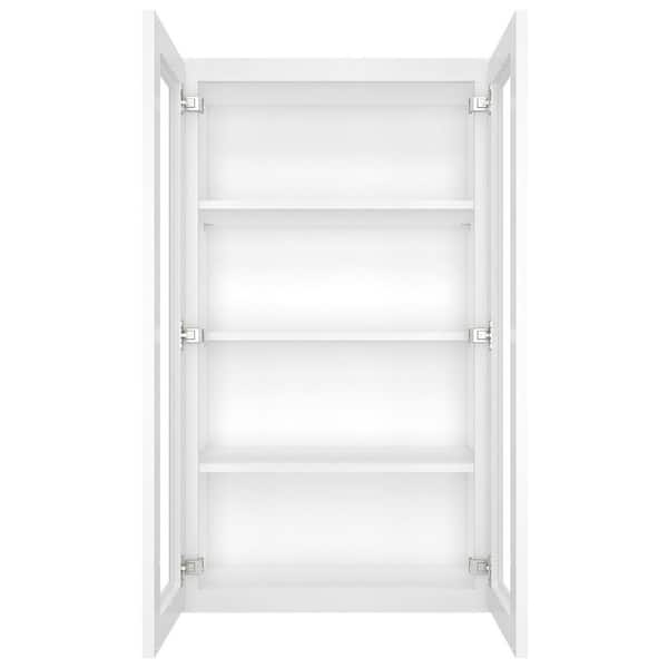 24 in. W X 12 in. D X 42 in. H in Shaker White Plywood Ready to Assemble Wall Kitchen Cabinet with 2-Doors 3-Shelves