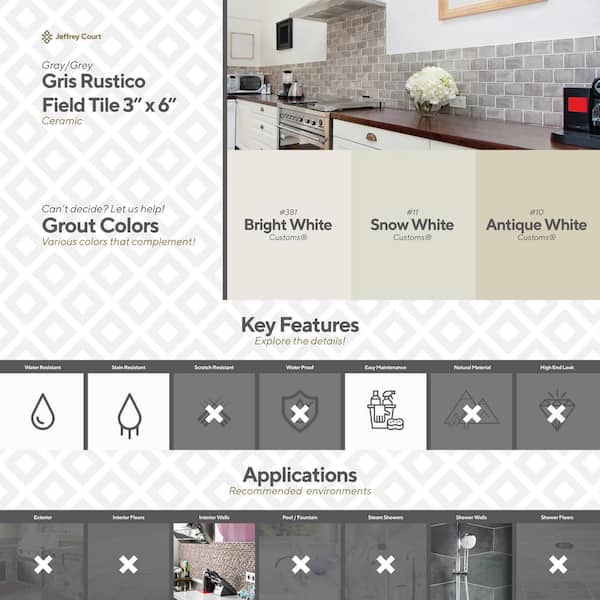 Gris Rustico 3 in. x 6 in. Glossy Textured Ceramic Wall Tile (5.38 sq. ft./Case)