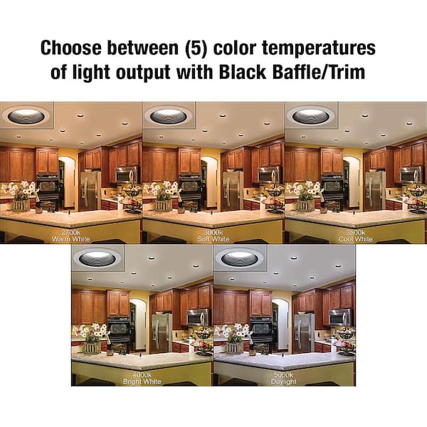 6 in. Adjustable CCT 30 Lighting Options Integrated Integrated LED Recessed Light Trim New Construction Remodel