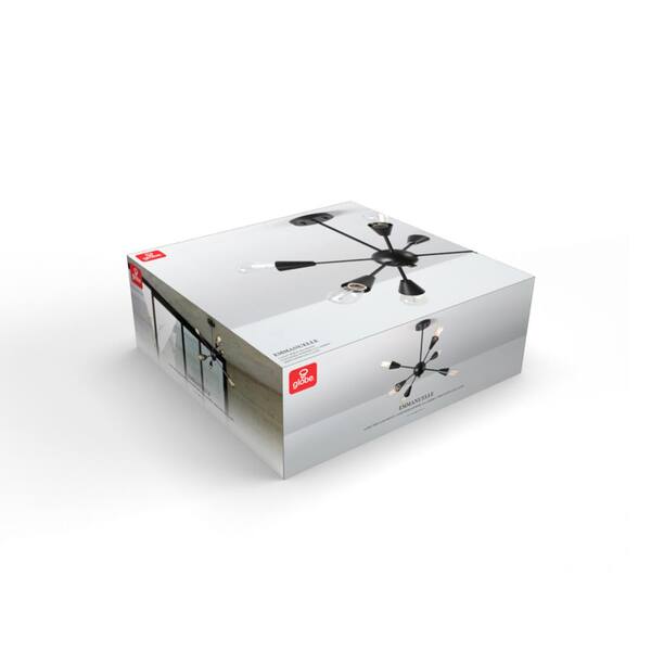 Emmanuelle 19.25 in. 6-Light Matte Black Semi-Flush Mount Ceiling Light