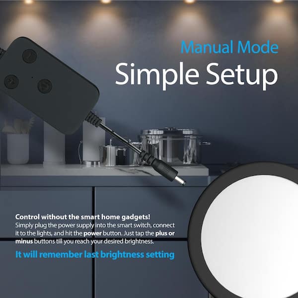 6 Pack Black Smart Dimmable LED Puck Lights Compatible with Alexa, Google - Warm White (3000K)