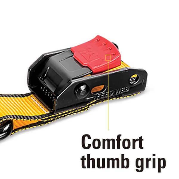 8 ft. x 1-1/2 in. 500 lbs. Swivel Hook Cam Buckles Set with Soft Straps Yellow (4-Piece)