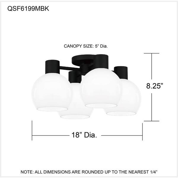 Donahue 18 In. Matte Black Semi-Flush Mount