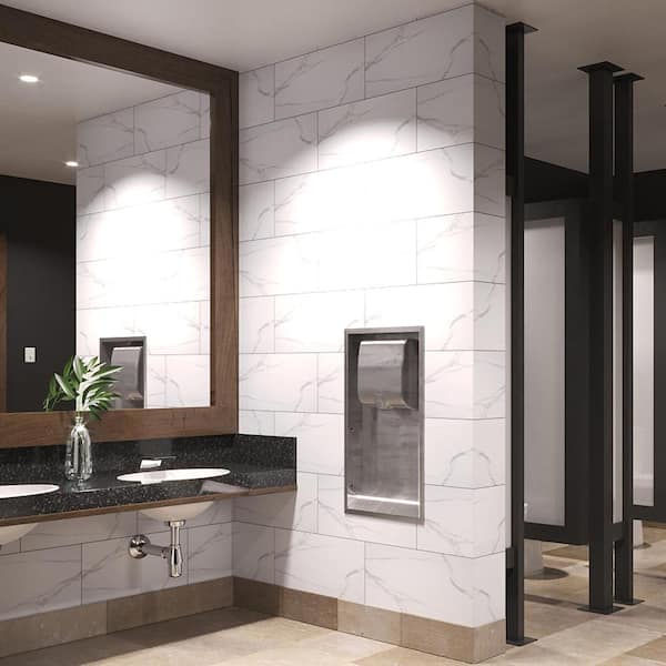 25.6 in. L x 14.8 in. W Carrara Marble No Grout Vinyl Wall Tile (21 sq. ft./case)