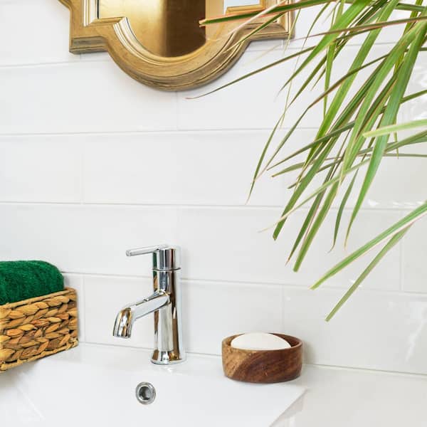 Pier White 4 in. x 12 in. 6 mm Polished Ceramic Subway Wall Tile (33-Piece) (10.76 sq. ft./Box)