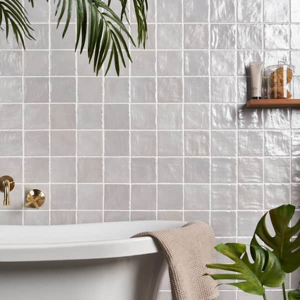 Amagansett Fog Gray 4 in. x 4 in. Mixed Finish Ceramic Wall Tile (5.38 sq. ft. / case)