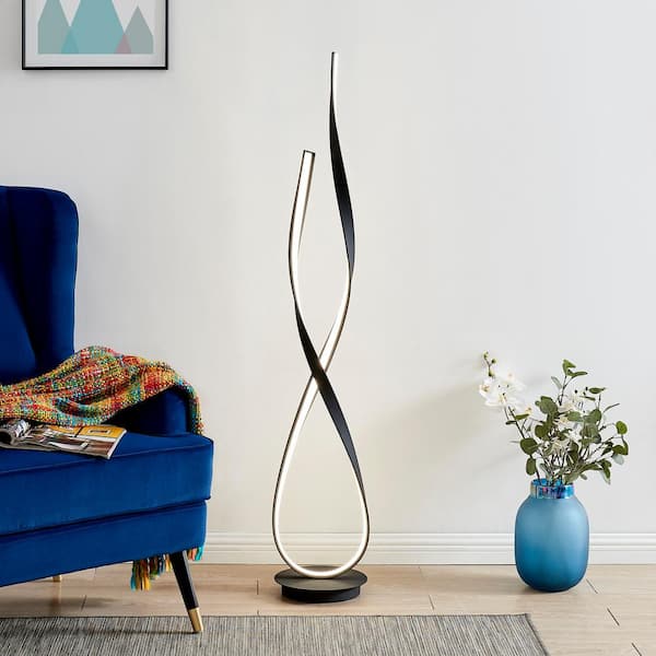 55 in. Tall Matte Black Vienna Led Floor Lamp Dimm.able