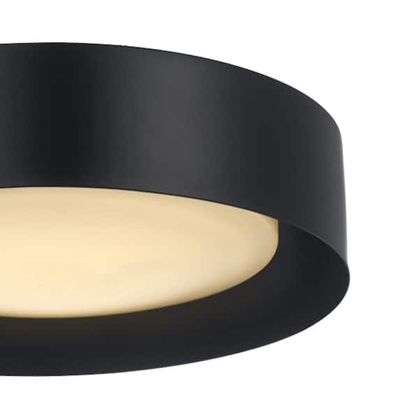 Monteaux 13 in. Black Integrated LED Flush Mount Ceiling Light Fixture with Acrylic Shade
