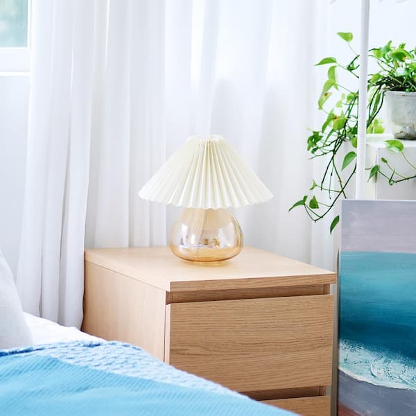 11 in. Gold Retro Table Lamp with Pleated Empire Lamp Shade