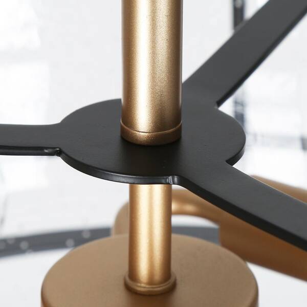 14 in. 3-Light Black Modern Semi-Flush Mount, Seeded Glass Dark Gold Ceiling Light, Farmhouse Open Cage Light Fixture