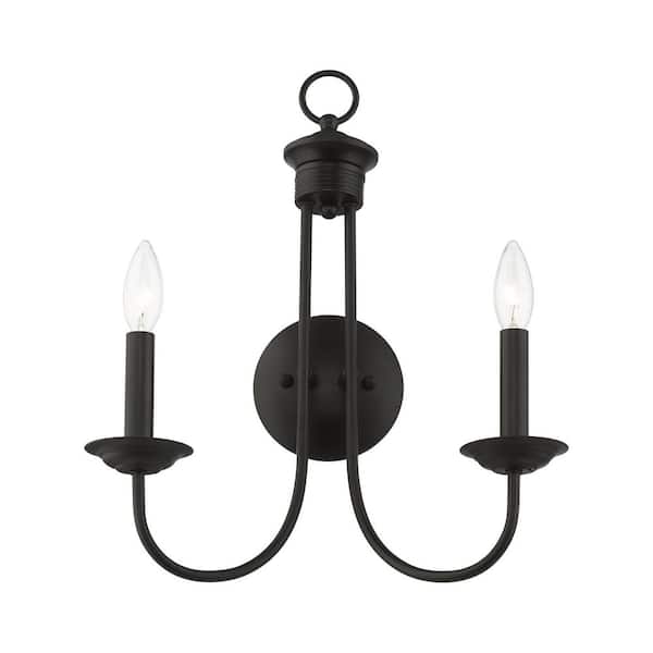 Estate 14 in. 2-Light Black Double Wall Sconce