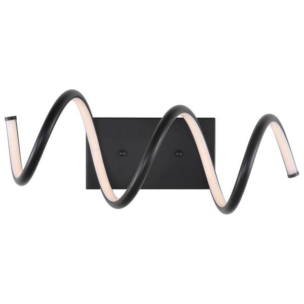 Scribble 7 in. Black Modern Metal Integrated LED Vanity Light Sconce