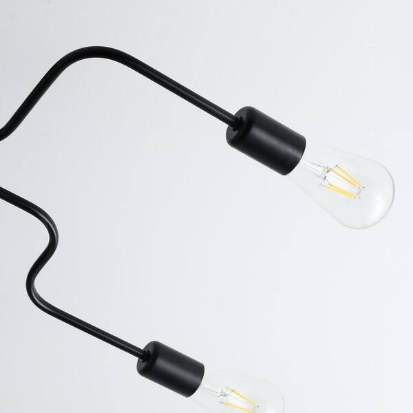 Modern 42 in. 8-Light Brushed Black Sputnik Linear Semi Flush Mount Ceiling Light Fixture