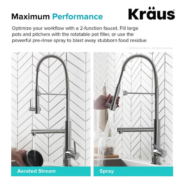 Artec Pro Single Handle Pull Down Sprayer Kitchen Faucet with Pot Filler in Brushed Gold