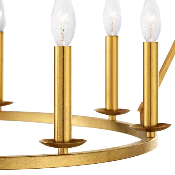 20-Light 40 in. Distressed Gold 2-Tier Wagon Wheel Chandelier