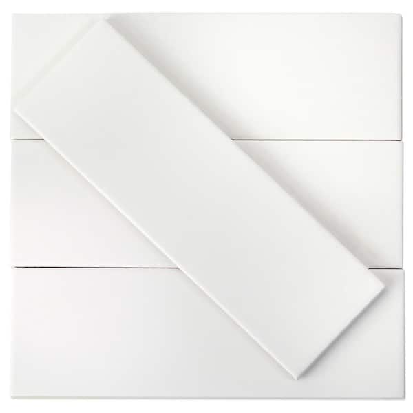 Barnet White 3 in. x 9 in. x 10mm Matte Ceramic Subway Wall Tile (30 pieces / 5.16 sq. ft. / box)