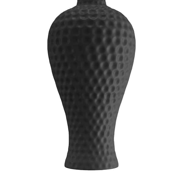 19.5 in. Black Textured Stucco Curvy Ceramic Table Lamp