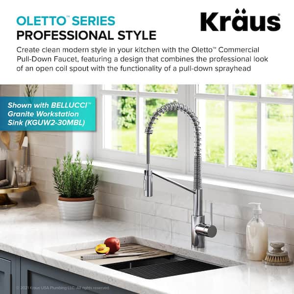 Oletto Single-Handle Pull-Down Sprayer Kitchen Faucet in Chrome