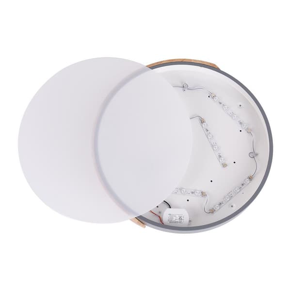 19.68 in. 1-Light Grey LED Flush Mount Ceiling Light with Acrylic Shade