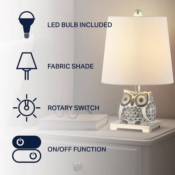 Justina 16 in. Black/White Ceramic Mini LED Table Lamp