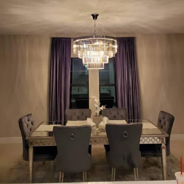 Annapolis 12-Light Chrome/Clear Unique Tiered Chandelier with Crystal Accents
