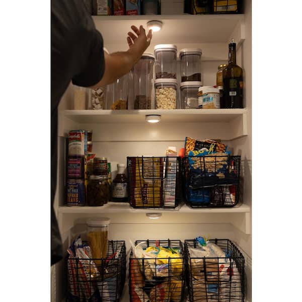 Battery Operated LED Under Cabinet Puck Lights with Remote (6-Pack)