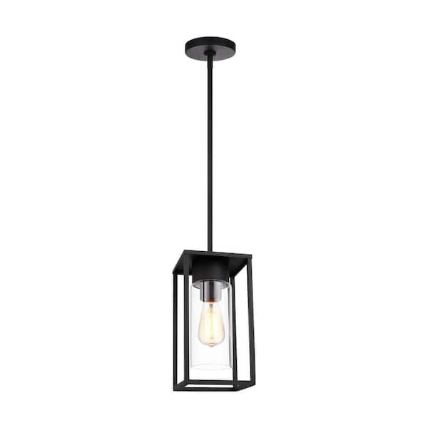 Vado 1-Light Black Outdoor Pendant Light with Clear Glass Shade