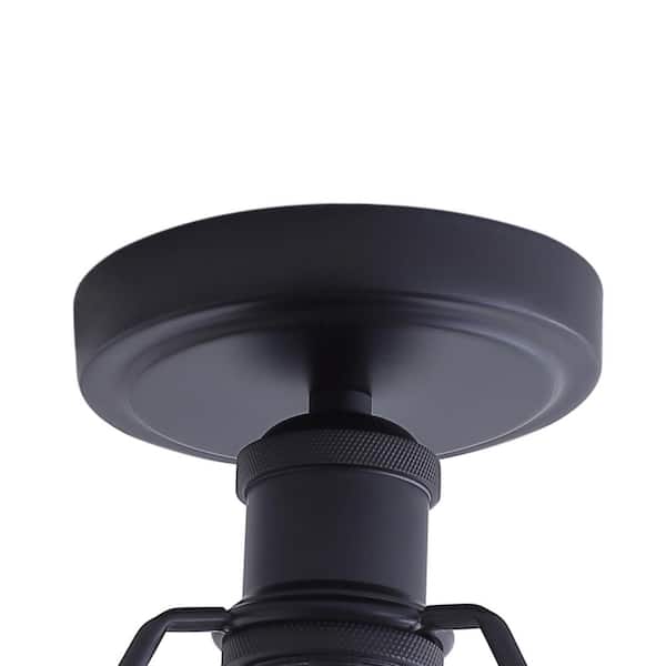 12 in. 1-Light Farmhouse Black Semi-Flush Mount Light Industrial Close to Ceiling Lighting