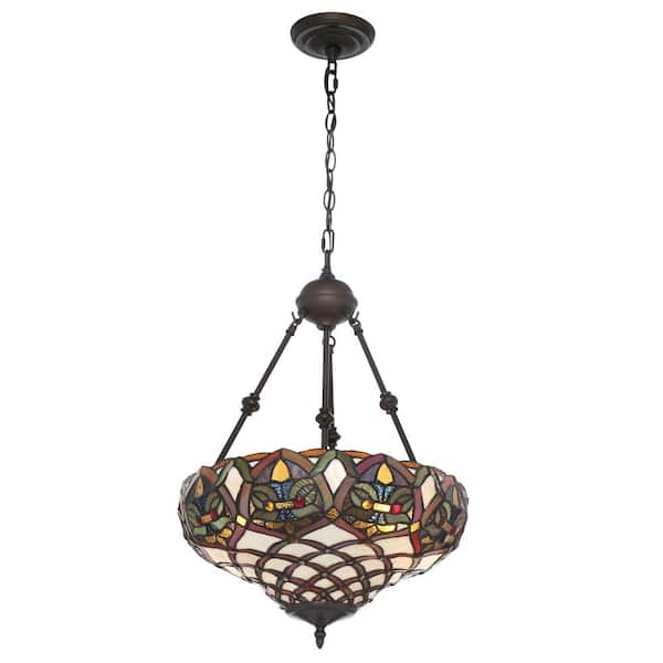 Tiffany 2-Light Baroque Bronze Hanging Pendant Lamp