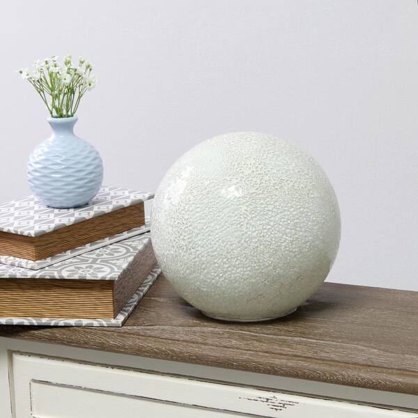 7.75 in. 1-Light White Mosaic Stone Ball Table Lamp
