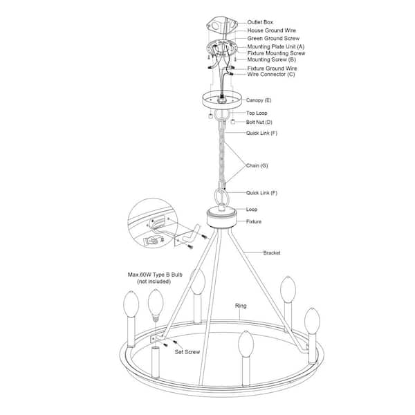 Russel 6-Light Matte Black and Weathered Gray Farmhouse Candle Wheel Chandelier